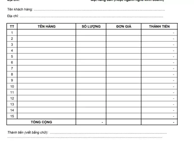 In hóa đơn bán lẻ số lượng ít tại TPHCM